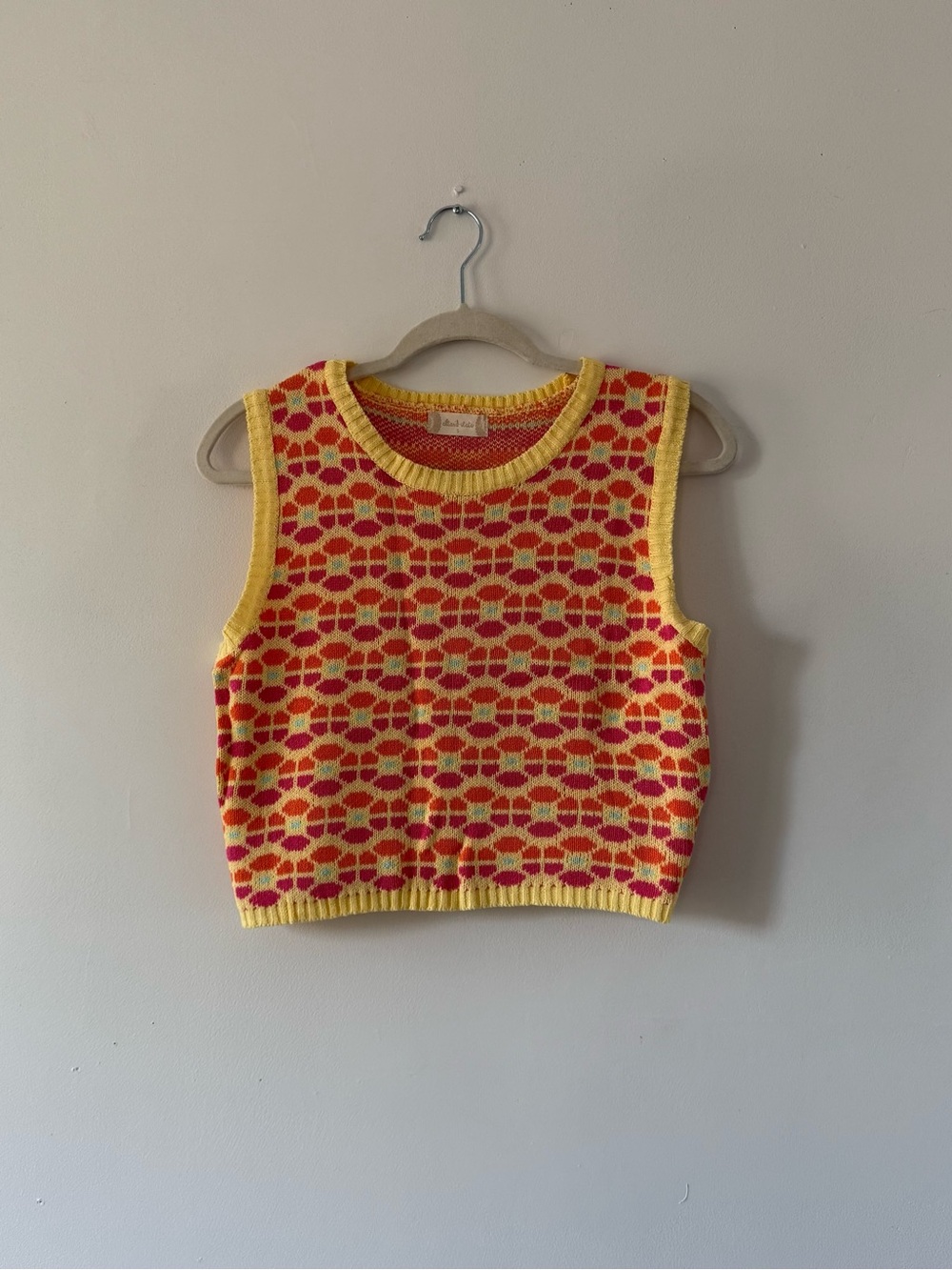 Altar’d State Sleeveless Knit Sweater Vest | Retro 70s Mod Pattern Top